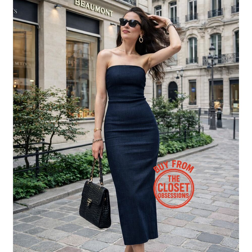 ZARA Blogger Fave Strapless Midi Dress NWT 💙